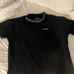 YoungLA Black Tee with White Accents